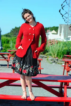 Kristen TenDyke Anthurium crochet pattern for double breasted hooded cardigan with textured stitch