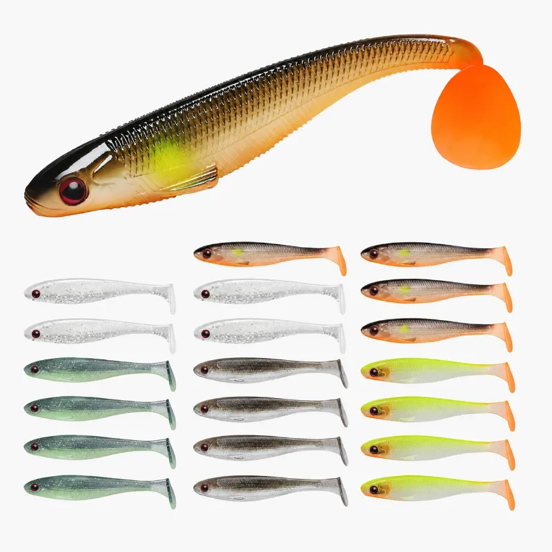 Truscend Fishing Hand-Painted Soft Paddle Tail Fishing Lures showing lifelike swimbait with paddle tail design
