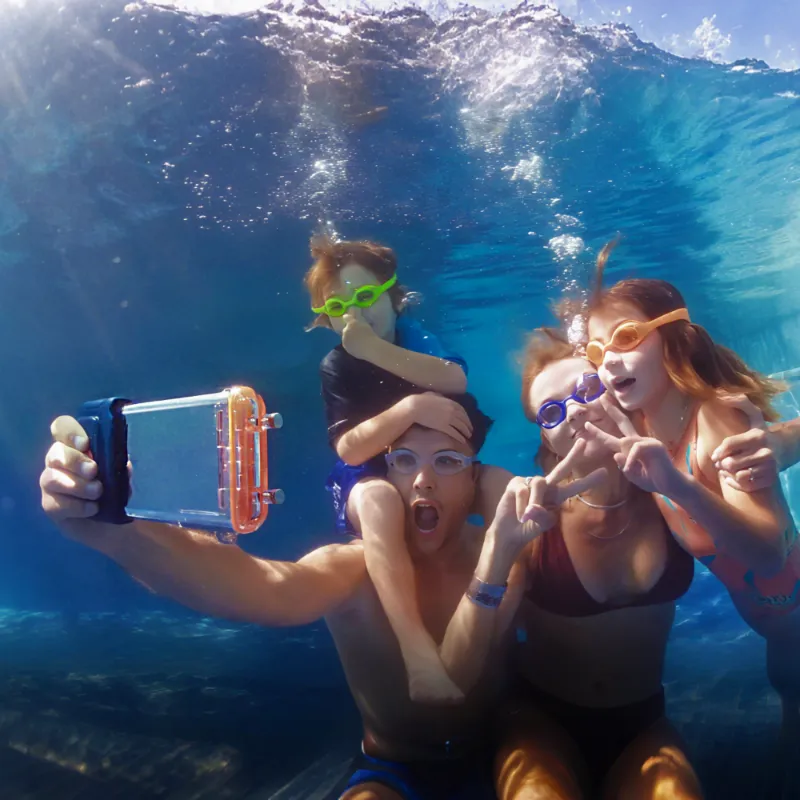 Sublue H1 Smart Waterproof Phone Case with transparent DURABIO housing and Bluetooth controller
