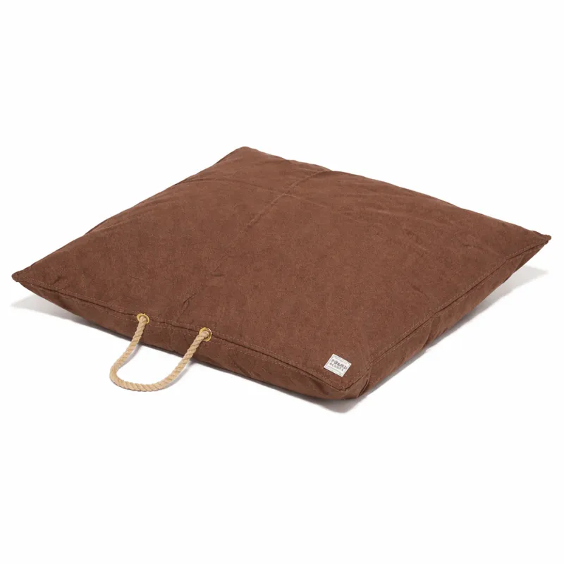 Found My Animal Cinnamon Waxed Cotton Canvas Dog Bed with brass grommets and rope