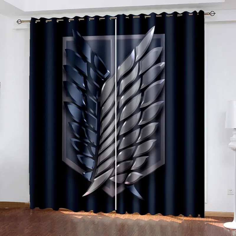 EBuycos Attack on Titan Curtains Cosplay Blackout Window Treatments Drapes on a window