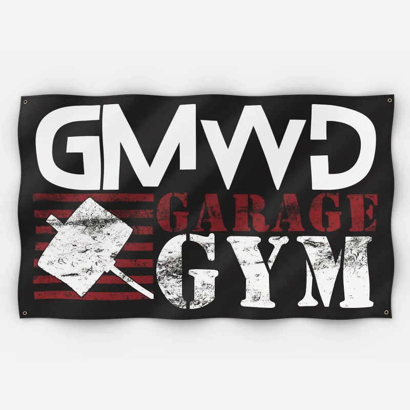 GMWD Fitness gym flag with motivational slogan, double-sided polyester design for home gym