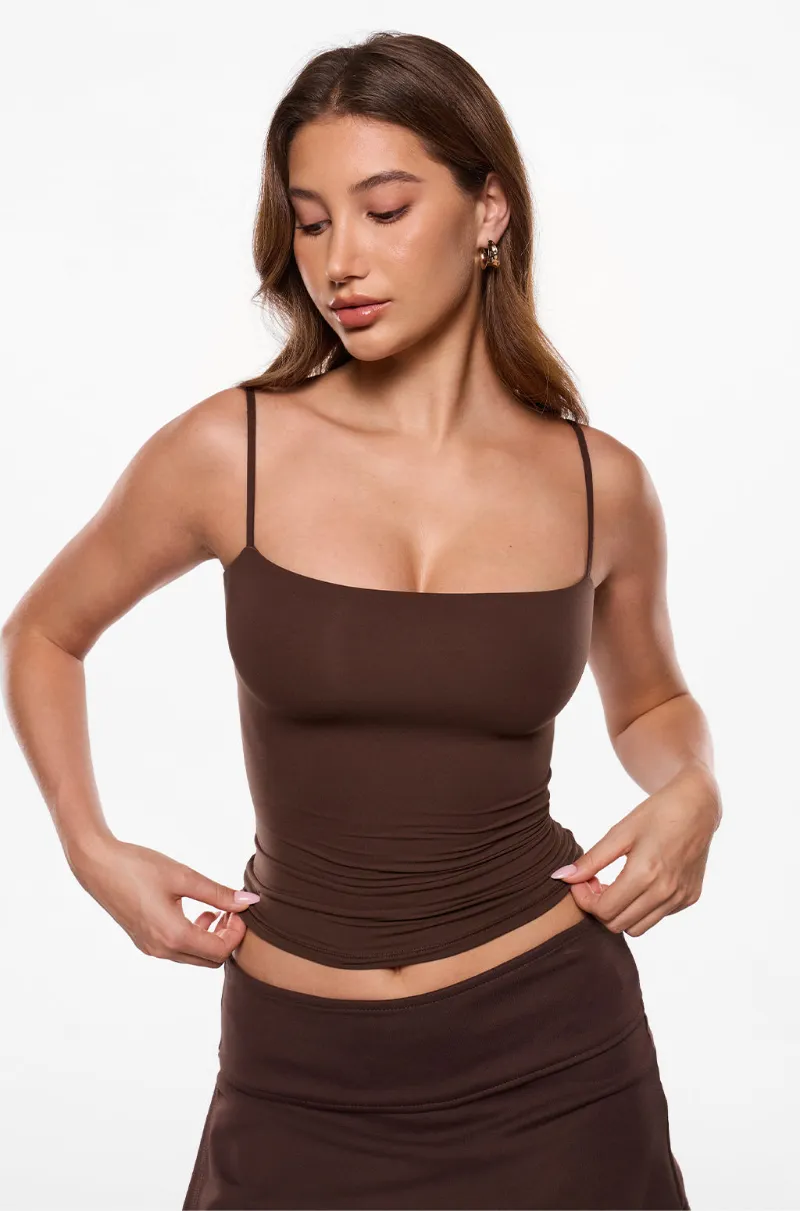 Essenther Global Inbarely Soft Adjustable Double Lined Crop Camis cropped tank top with thin straps