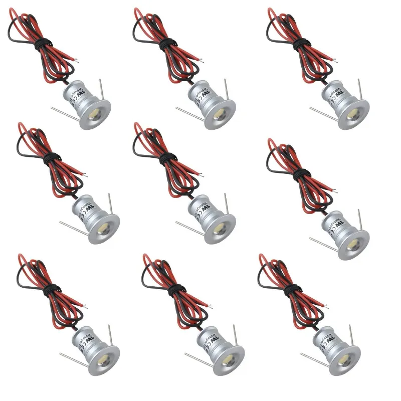 AIBOO 12V Hardwired Recessed Mini Downlights for Cabinets Cupboard Stair Lighting 9 Lights set