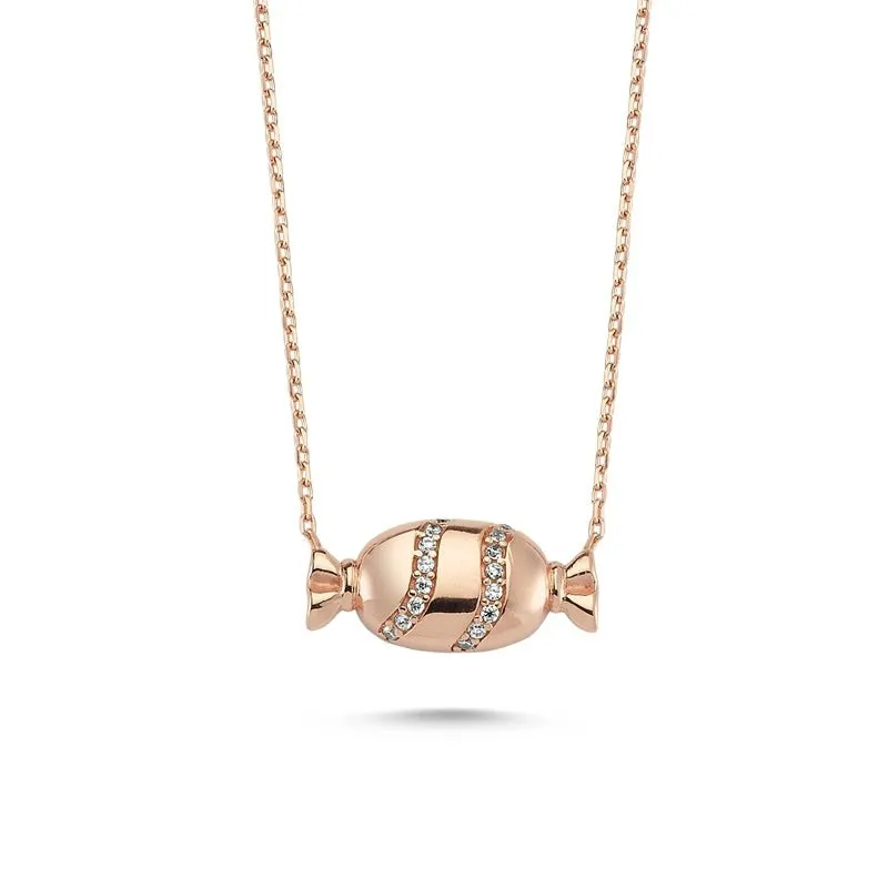 Amorium Jewelry Dainty Candy Charm Silver Necklace Pendant with small candy-shaped pendant on chain
