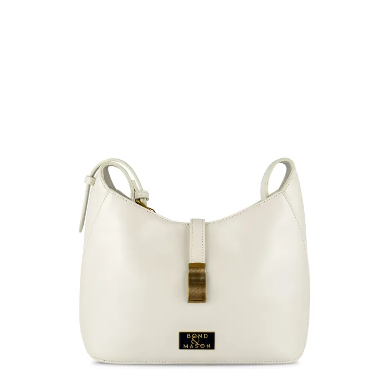 Bond & Mason The Janet Handbag in white with compact structured shape