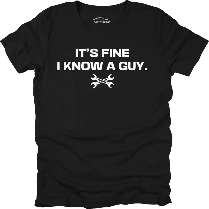 Car Threads I Know a Guy t-shirt with minimalist car-themed design