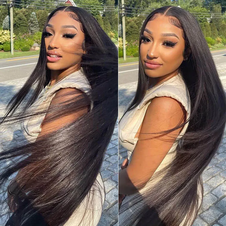 Megalook 13x4 Lace Frontal Extra Long Straight Wig with 250% density and invisible knots