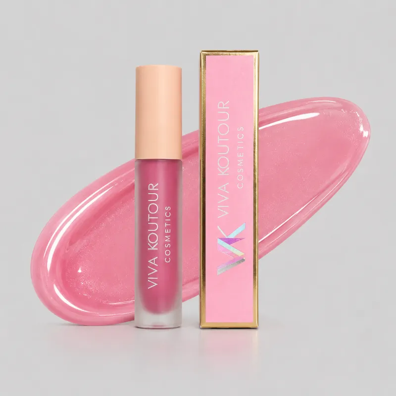 Viva Koutour Cosmetics Girly Face Pink Lip Gloss with glossy finish