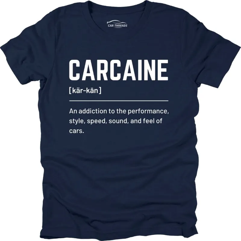 Car Threads CarCaine t-shirt on a plain background