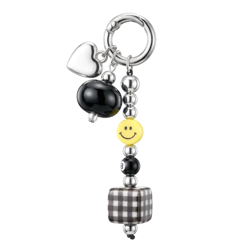 COBAK Case Black Smile Checkered Strap with checkered beads and smile charm