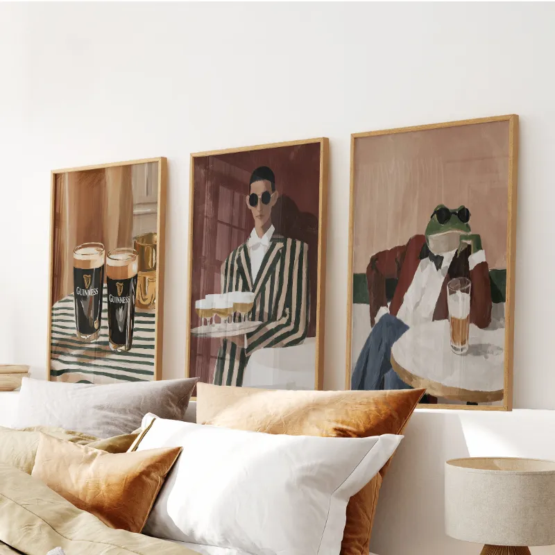 Wall Art Set Bar Wall Art Set of 3 Whimsical Eclectic Kitchen Decor, quirky bar wall art set