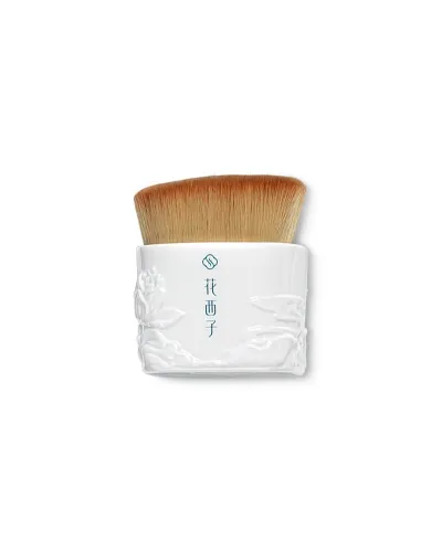 Florasis Porcelain High Coverage Foundation Brush, white porcelain handle with dome-shaped bristle head
