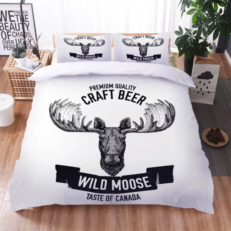 EBuycos Antelope Pattern Bedding Set Quilt Cover Without Filler, showing antelope design printed on fabric