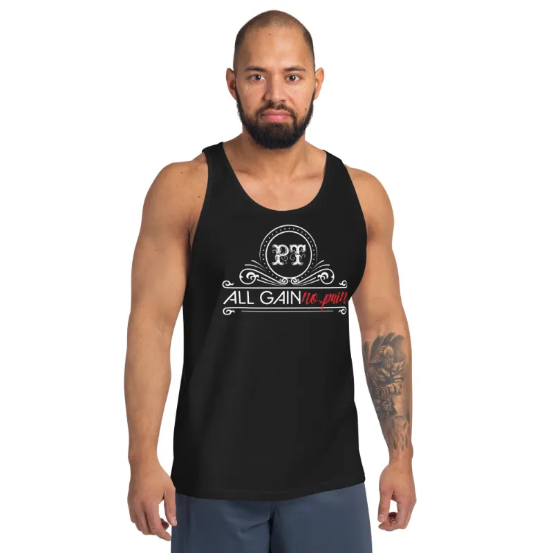 Painless Tattoo Men's All Gain Tank classic cotton tank with side-seamed fit