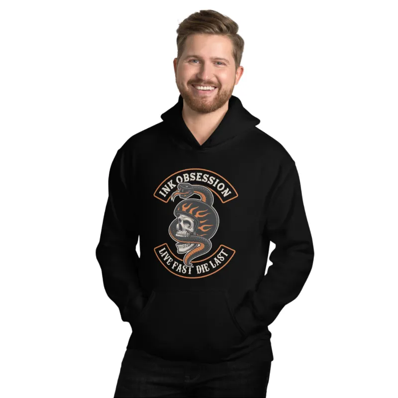 Painless Tattoo Men's Live Fast Hoodie cozy hoodie with double-lined hood and pouch pocket