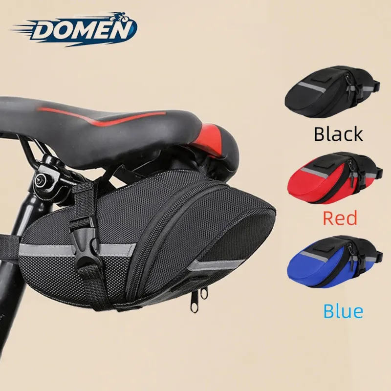 PUPU Sports Waterproof Bike Saddle Bag Reflective MTB Cycling Tail Bag with Zipper mounted under bicycle saddle