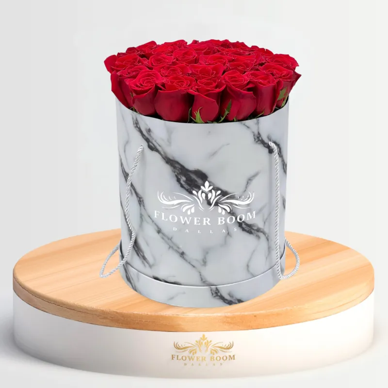 Flower Boom Dallas Classic Red Roses In A Box with up to 25 signature red roses in presentation box