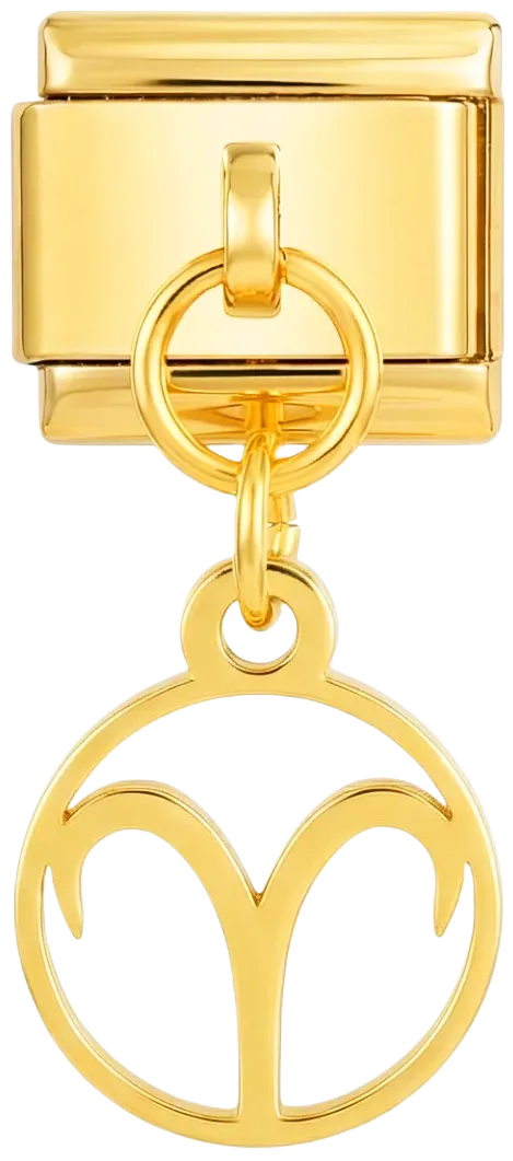 Charms Official Aries Sign Hanging on Gold dangling zodiac charm in gold finish