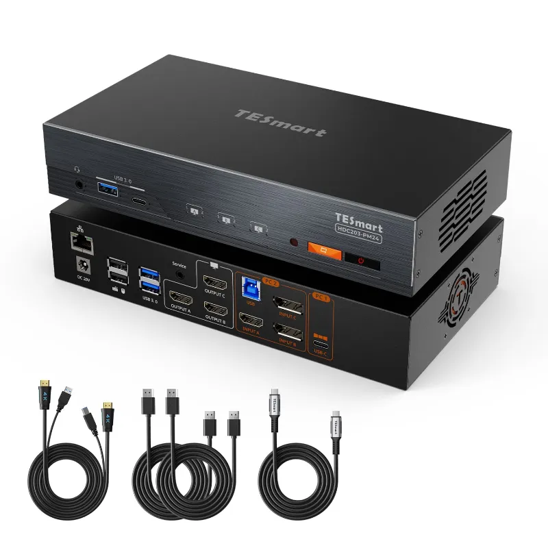 TESmart Next-Gen Triple 4K60Hz Hybrid KVM Docking Station with DisplayLink technology