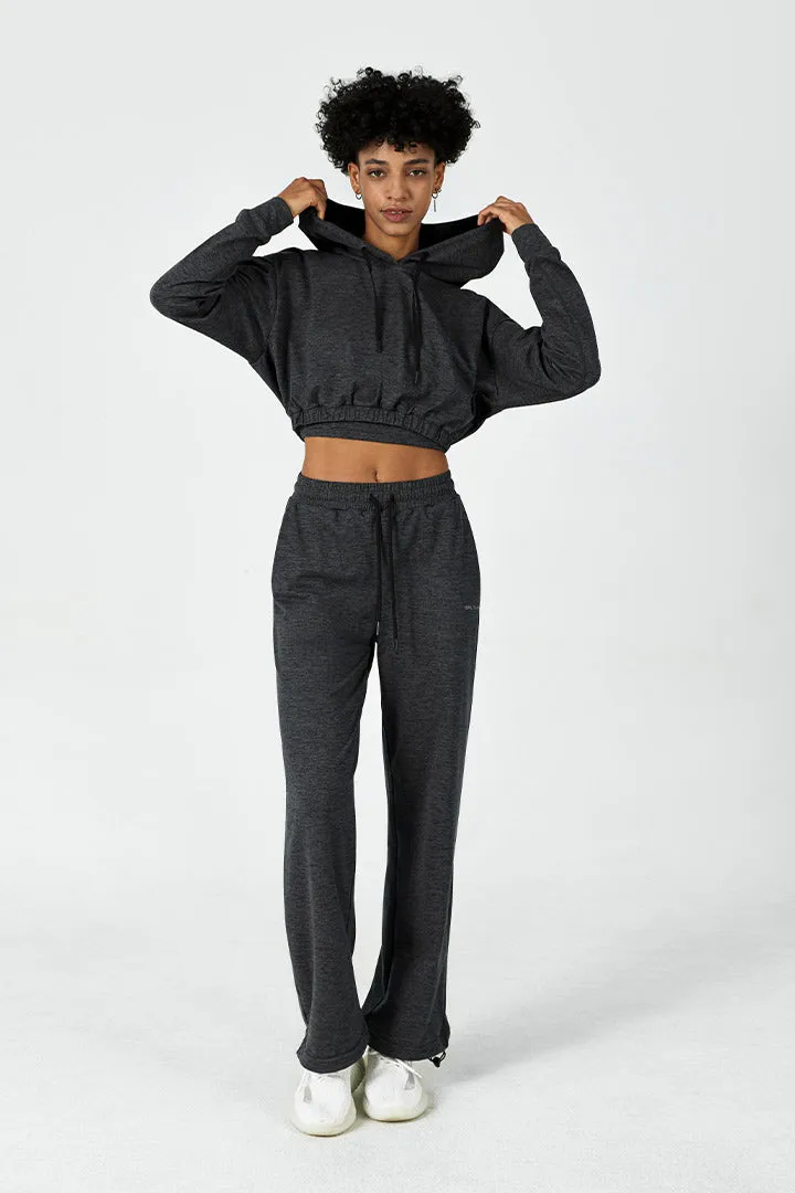 SALTUM Cropped Hoodie & Wide Leg Sweatpant Set in soft fleece fabric