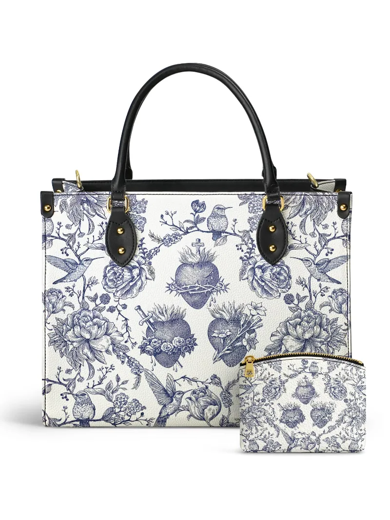 Catholight Blue and White Devotion Faith Set with toile handbag and rosary pouch