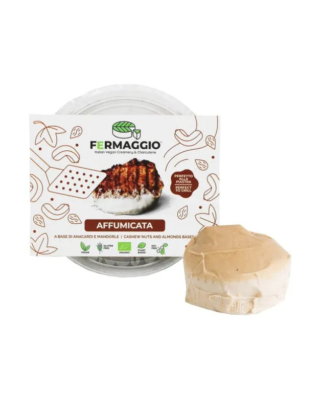 Vegaliano Smoked Vegan Cheese Italian Mozzarella-Style, golden block with smoky finish