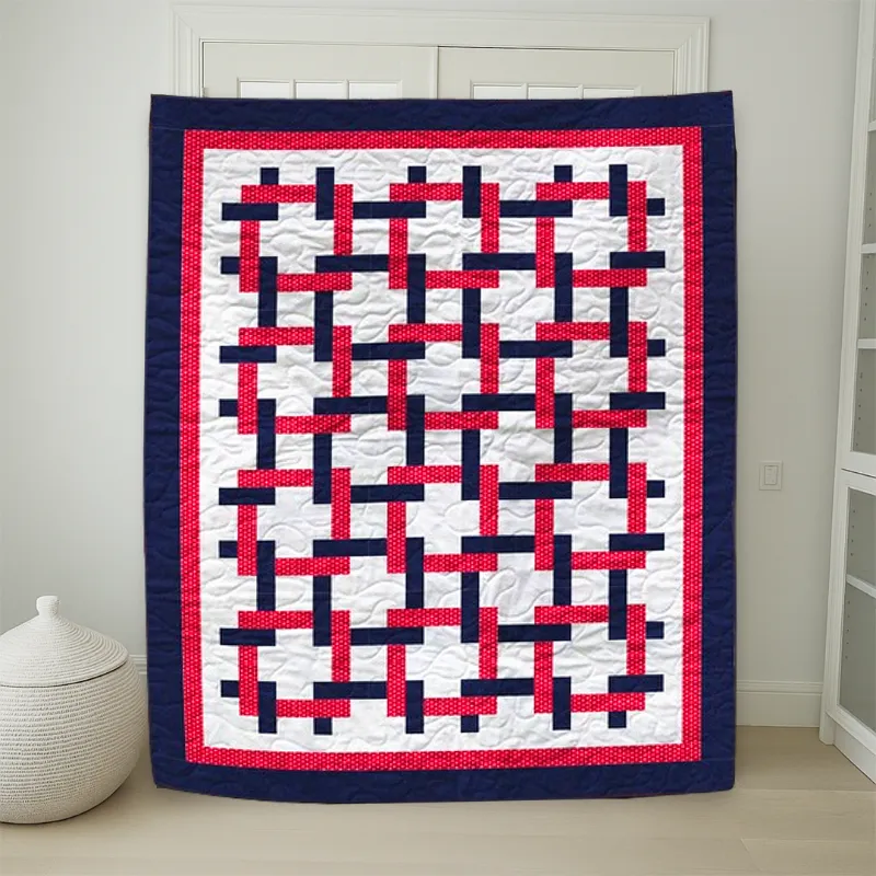 Boho Blanket Interwoven Stars Quilt Pattern showing a large interwoven star quilt in layered colors