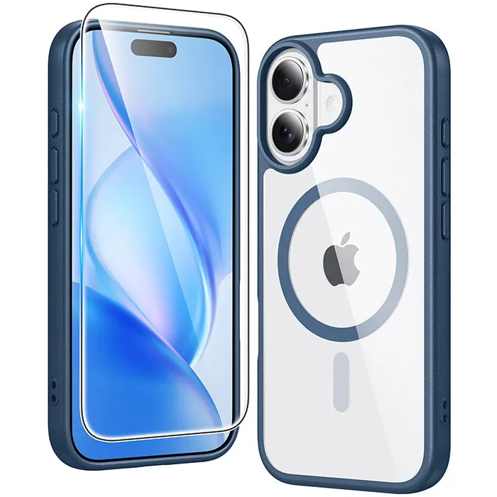 FNTCASE OFFICIAL clear anti-yellowing magnetic case for iPhone 16 with shockproof transparent bumper and raised edges