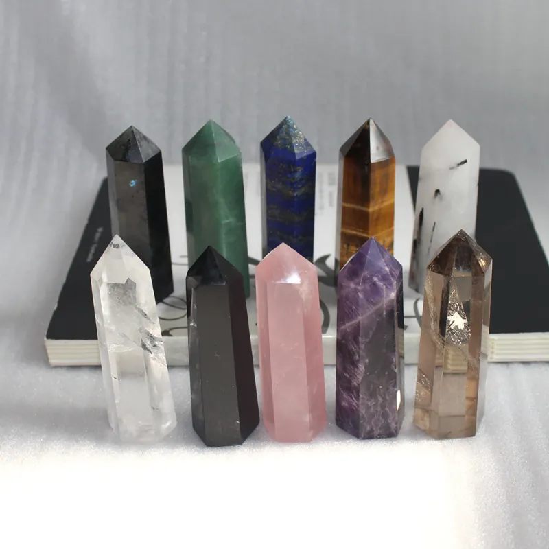 Turix 10 Natural Crystal points collection showing ten polished crystal points in assorted colors