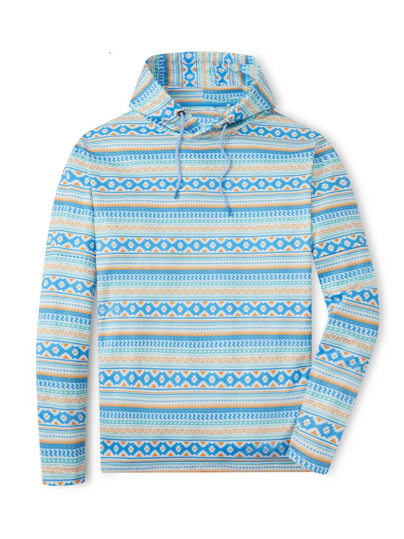 DTWOOO Print Performance Fleece Hoodie in Ethnic pattern, front view showing drawstring hood and print design