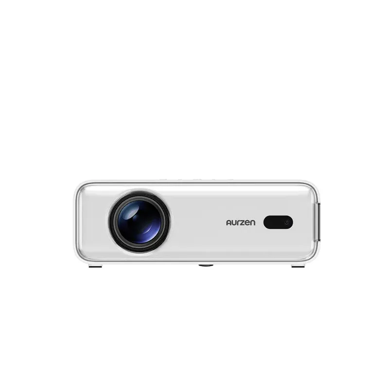 Aurzen EAZZE D1 Smart Projector displaying a movie on a wall