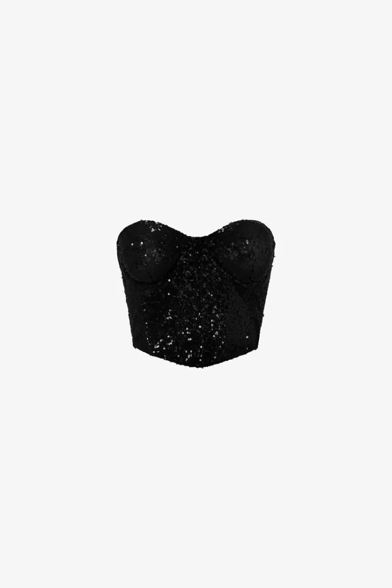 Kalisa Bustier-top Sequin Embroidered, sequin detail close-up