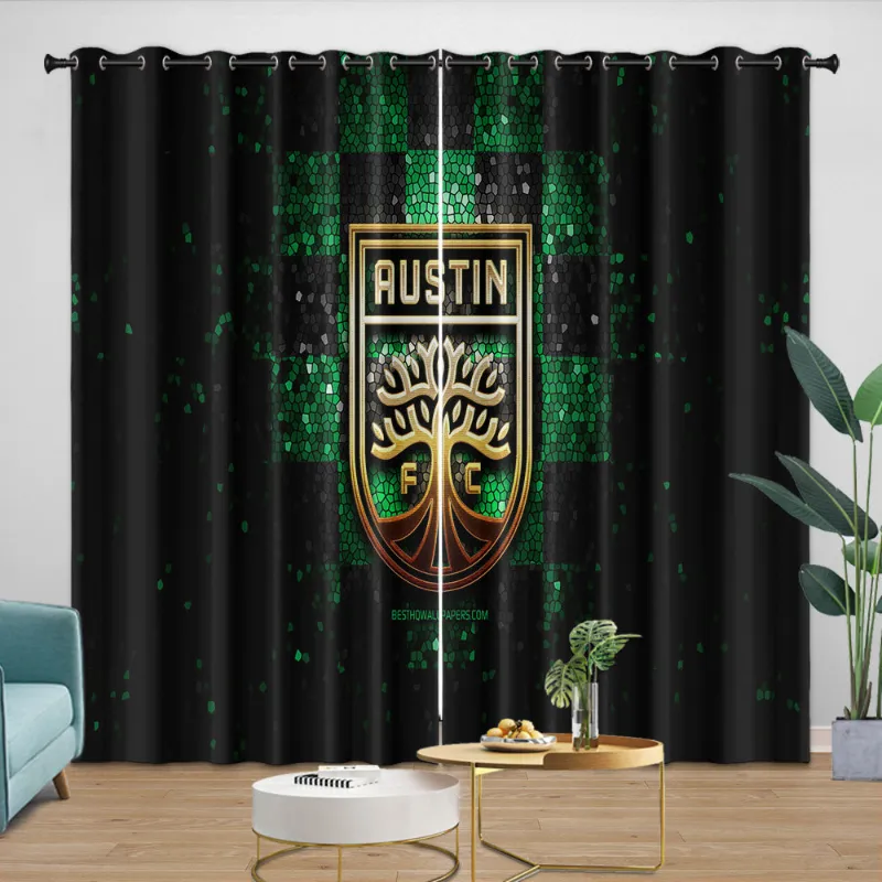 EBuycos Austin FC Curtains Blackout Window Drapes Room Decoration on a window