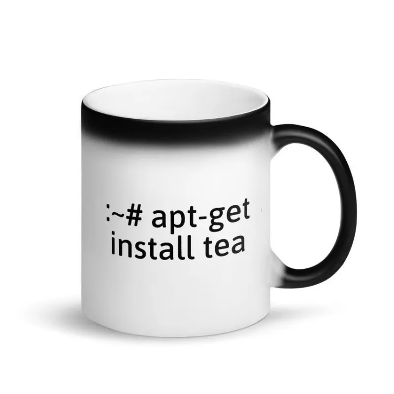 MyHackerTech apt-get install tea Hacker Mug Matte Black Magic in black finish